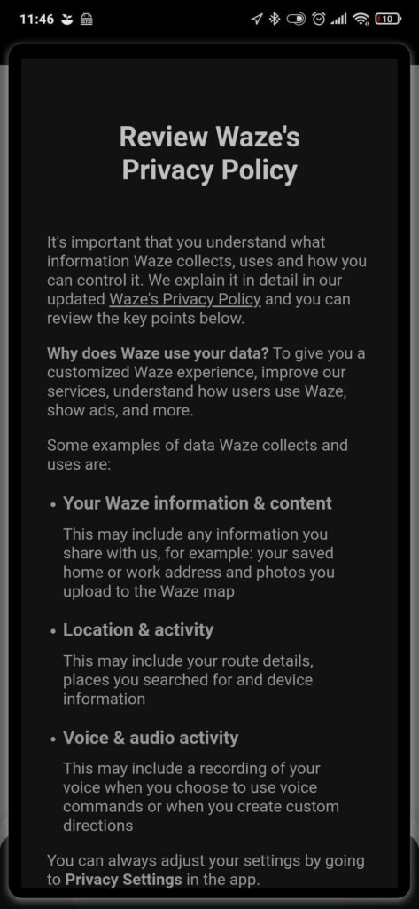 waze privacy policy