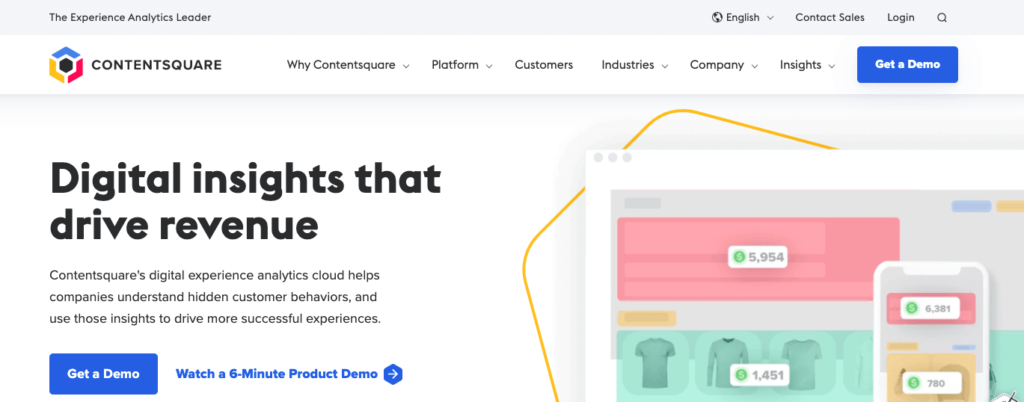 ContentSquare homepage: Digital insights that drive revenue.