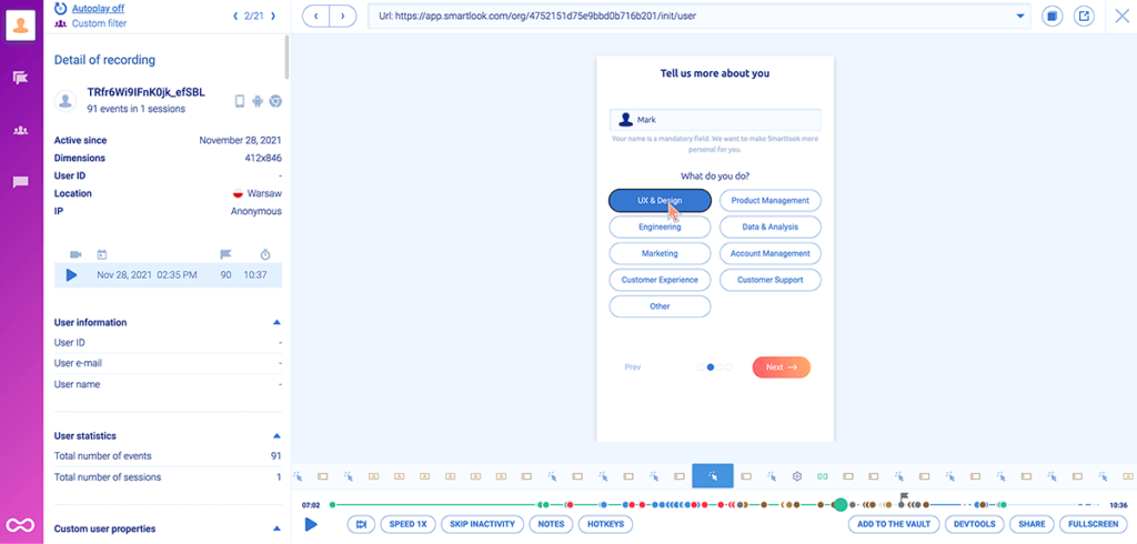 A mobile user’s journey while navigating an onboarding sequence example