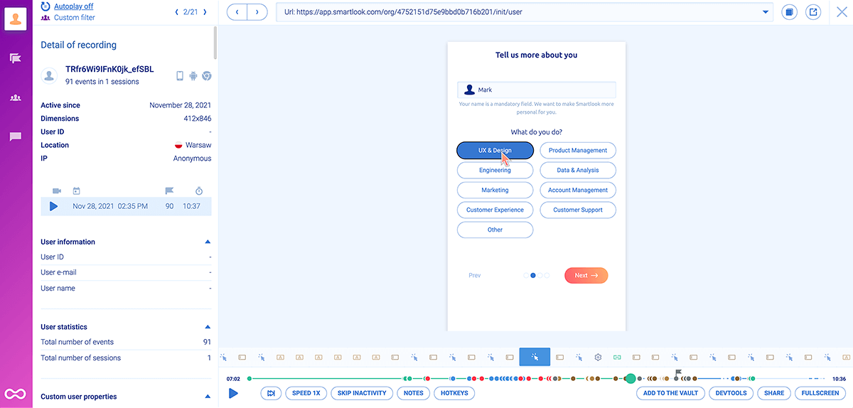 A mobile user’s journey while navigating an onboarding sequence example