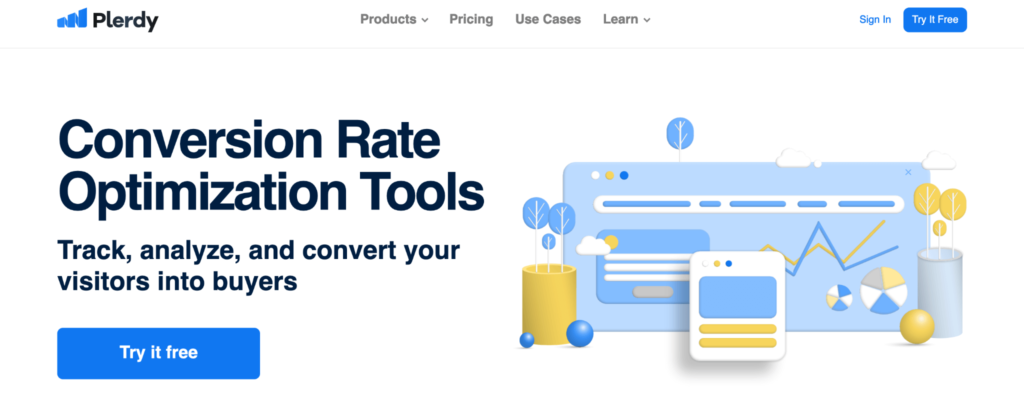 Plerdy homepage: Conversion Rate Optimization Tools