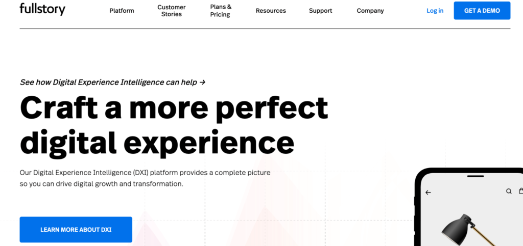 Fullstory homepage: Craft a more perfect digital experience