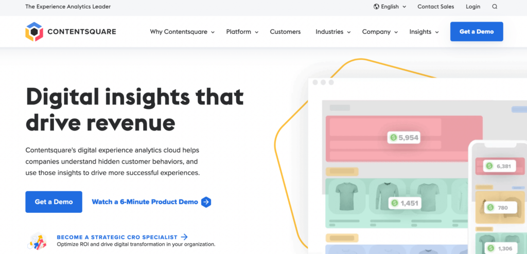 Contentsquare homepage: Digital insights that drive revenue