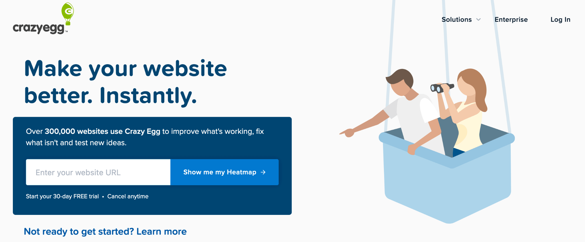 Crazy Egg homepage: Make your website better. Instantly.