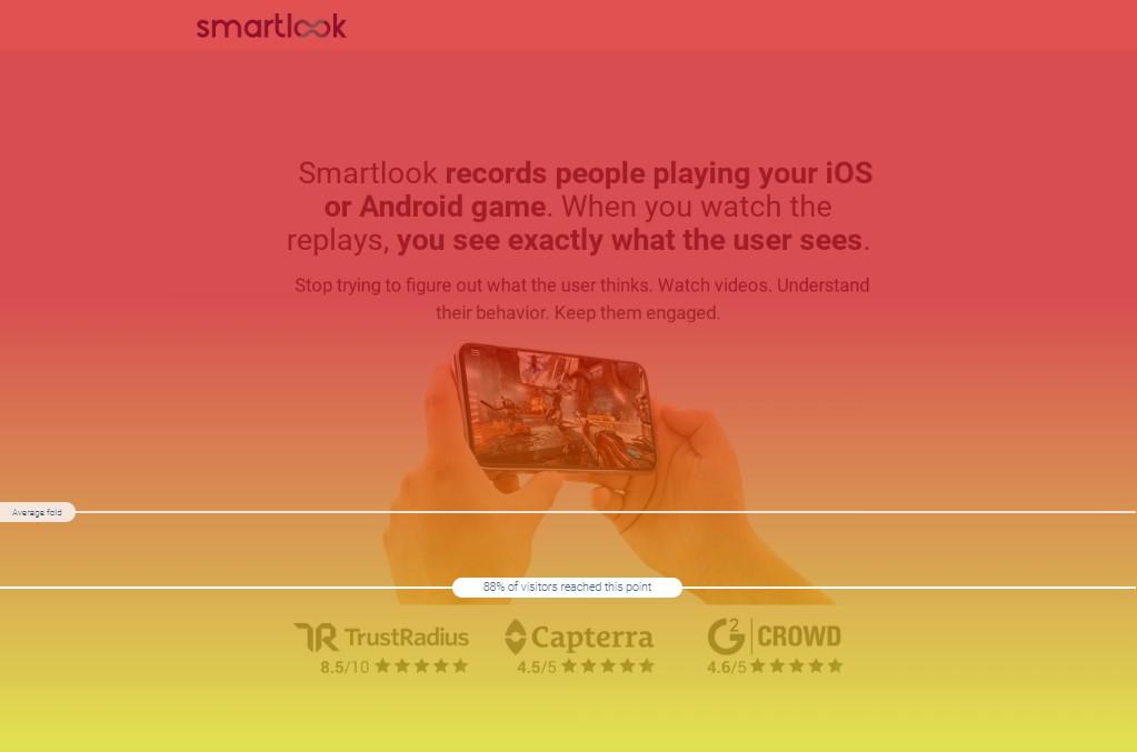Scroll maps show what percentage of visitors reach each part of your webpage in Smartlook.