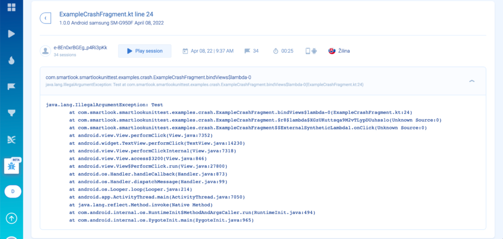 Crash reports in Smartlook