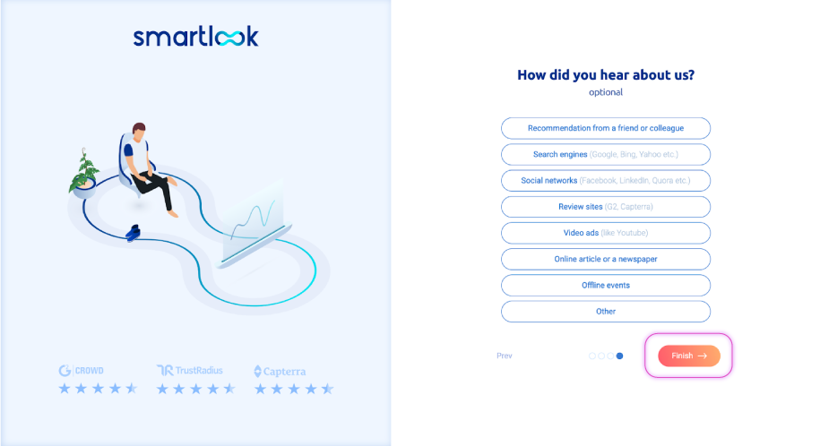 Smartlook onboarding screen