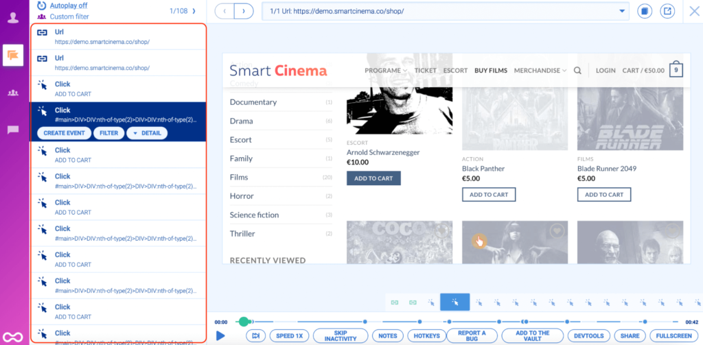 Create an event within a recording.