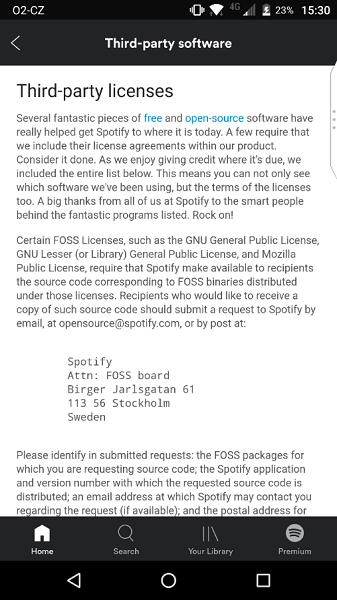 Spotify third party licenses1