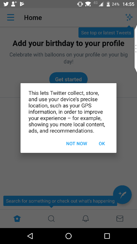 twitter existing account screen