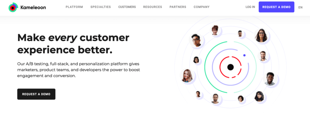 Kameleoon homepage: Make every customer experience better.
