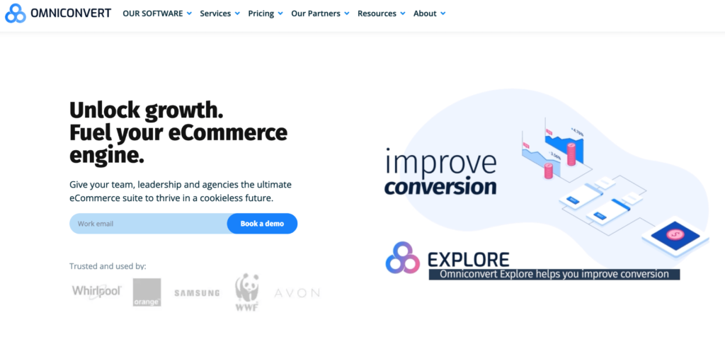 Omniconvert homepage: Unlock growth. Fuel your eCommerce engine.