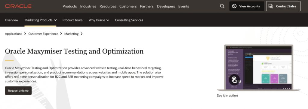 Oracle Maxymiser homepage: Oracle Maxymiser Testing and Optimization