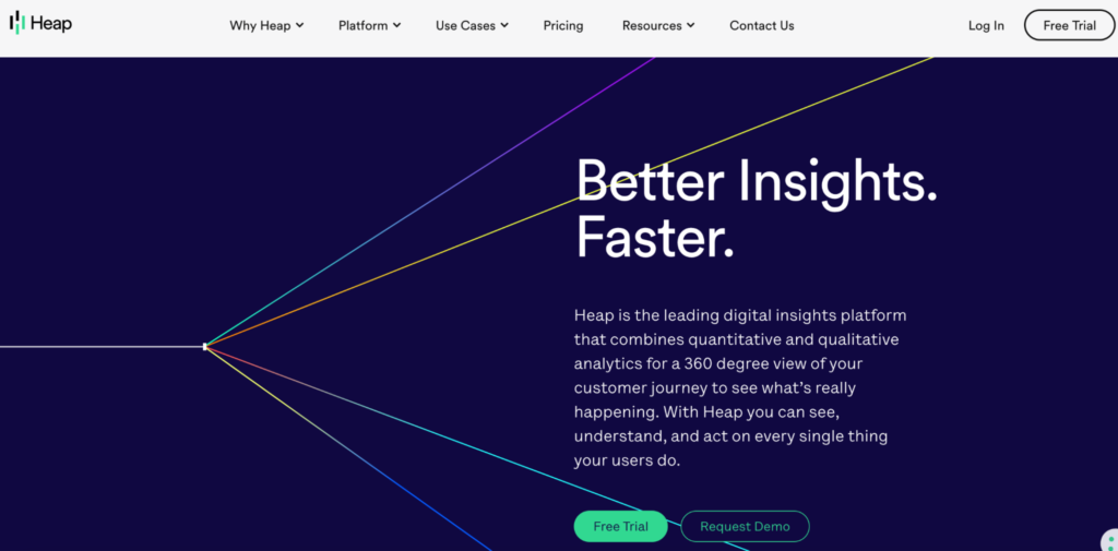 Heap homepage: Better Insights. Faster.