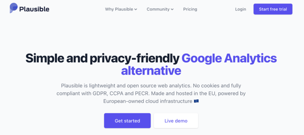 Plausible homepage: Simple and privacy-friendly Google Analytics alternative